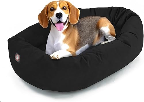 Miniatura 53 de Majetic Pet Products - Cama en forma de bagel para perro, de gamuza color gris, 40 pulgadas, con reposacabeza
