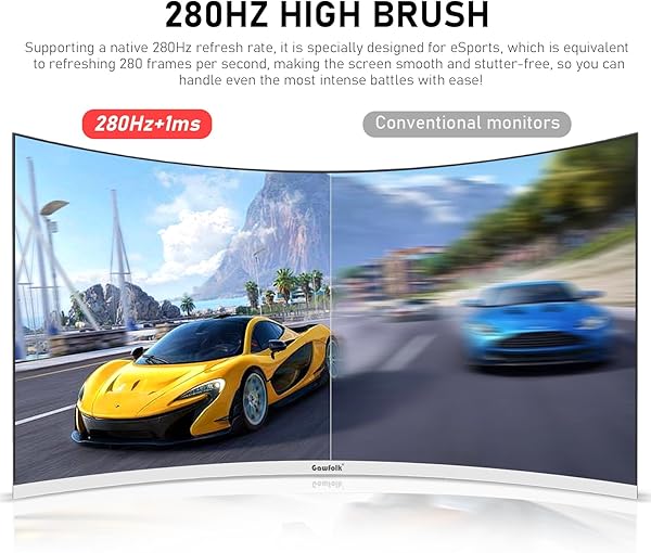 Gawfolk Gawfolk 27 Inch PC computer screen,1800R Curved Gaming 280Hz Monitors, FHD1080p 1ms without Bezel, freesync, 98%sRGB,178 ° Angle View HDMI DisplayPort, Compatible with Wall-Mounted VESA100*100MM-White in use