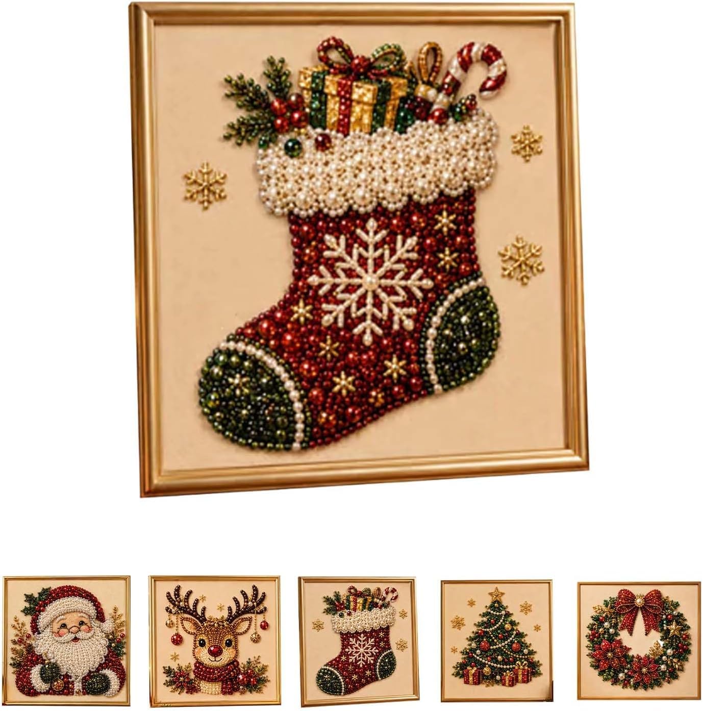 Christmas Santa Pearl Art Kit – 3D Diamond Painting DIY Craft，Style-C — image 1