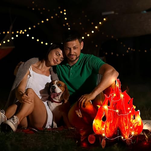 Miniatura 4 de Tioncy 6 juegos de centros de mesa de fogata falsos LED 3D con luces LED para campamento, fiesta, decoración de Navidad, antorcha de llama (15.8