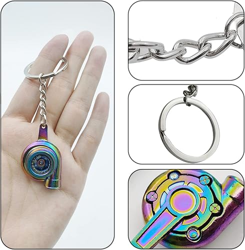 Vista 13 de Llavero turbocompresor turbocompresor, llavero giratorio turboturbocompresor llavero llavero anillo llavero llavero (plata)