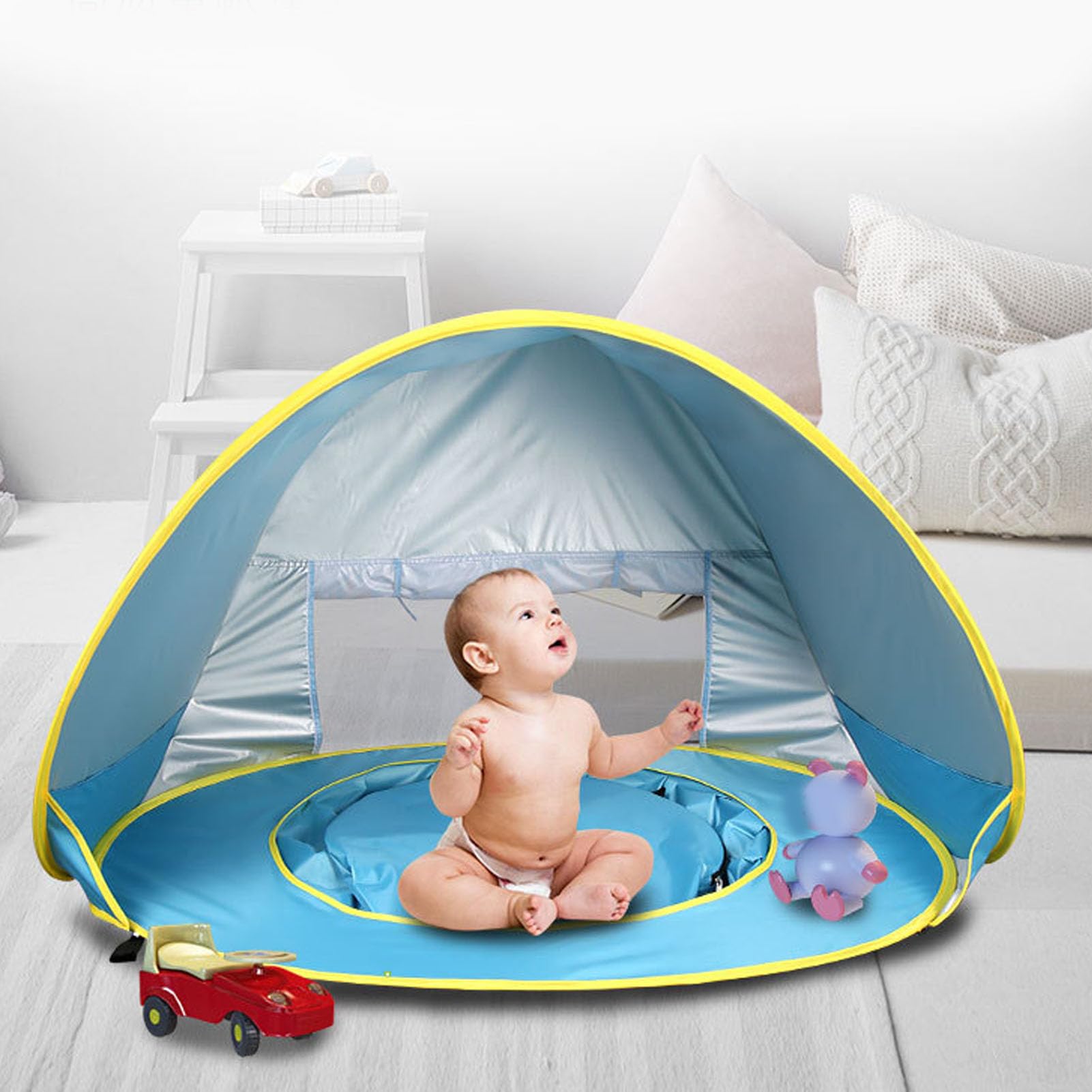 Naroote Tente de Plage pour bébé, Abri Solaire Escamotable pour Nourrissons et Tout-Petits, Tente de Jeu Portable avec Protection UV pour Parc de Voyage en Plein Air, Camping, 47,2 X 31,5 X 27,6