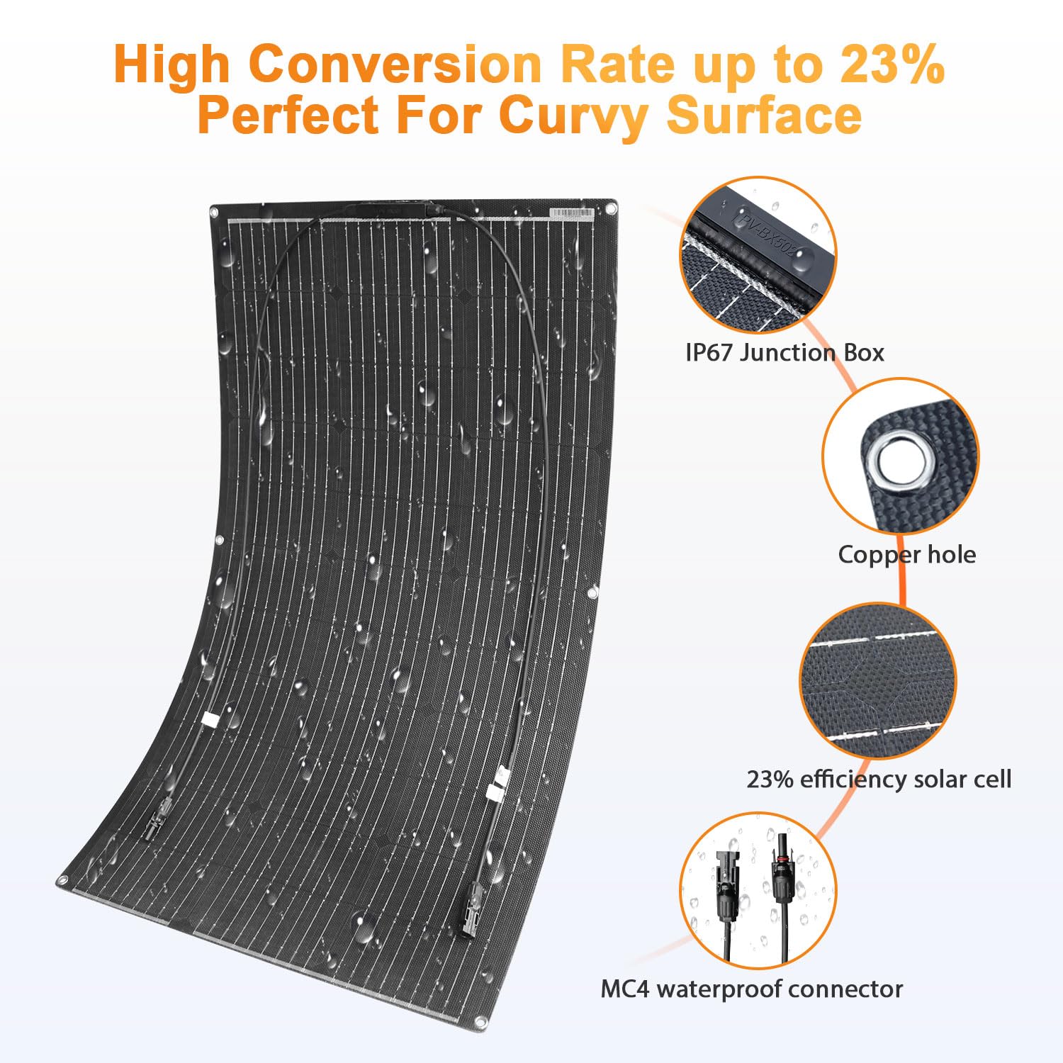 600W ETFE Zestaw elastyczny panel słoneczny 6 szt 100W 12V panel solarny Monokrystaliczny fotowoltaiczny, z kontrolerem ładowania 60A do RV,jachtu, kamper,łodzi, kemping, kabiny,balkonowe