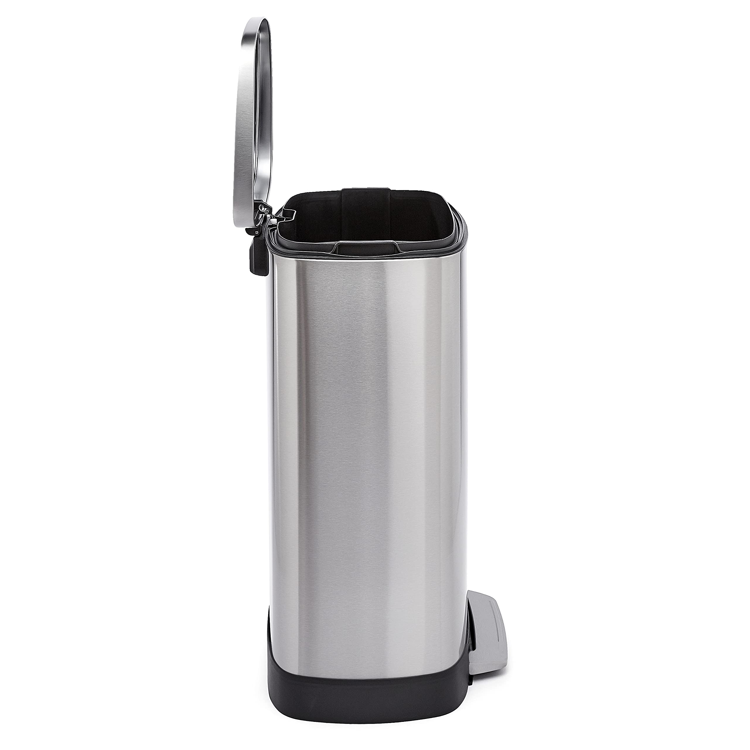 Amazon Basics Rechteckiger Mülleimer mit Soft-Close-Funktion und hohem Boden, 50 l, Satin