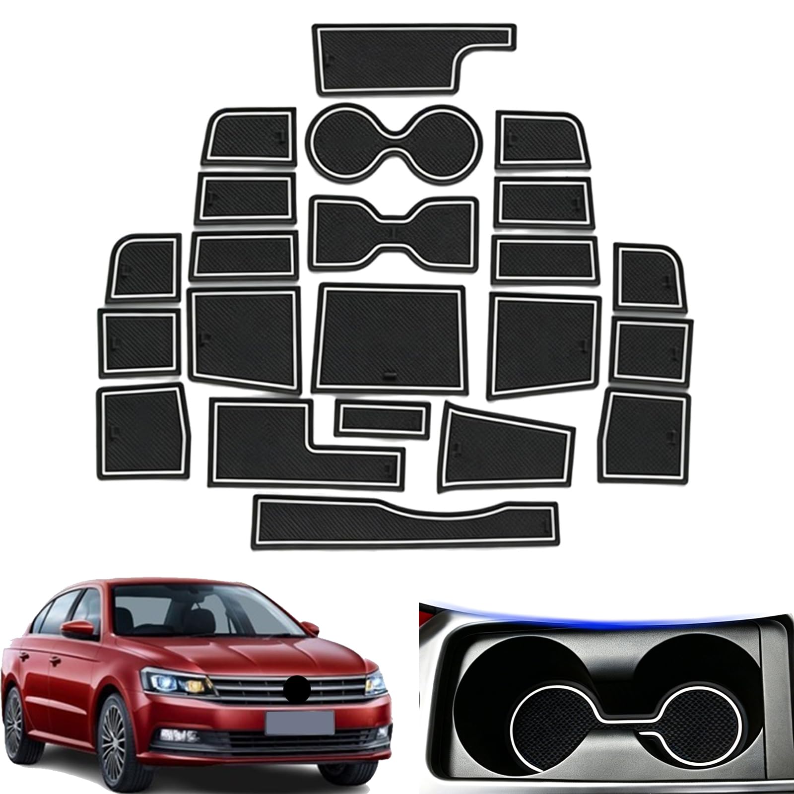 Alfombrillas para VW Lavida 2015-2017: forros de goma antipolvo para portavasos y consola