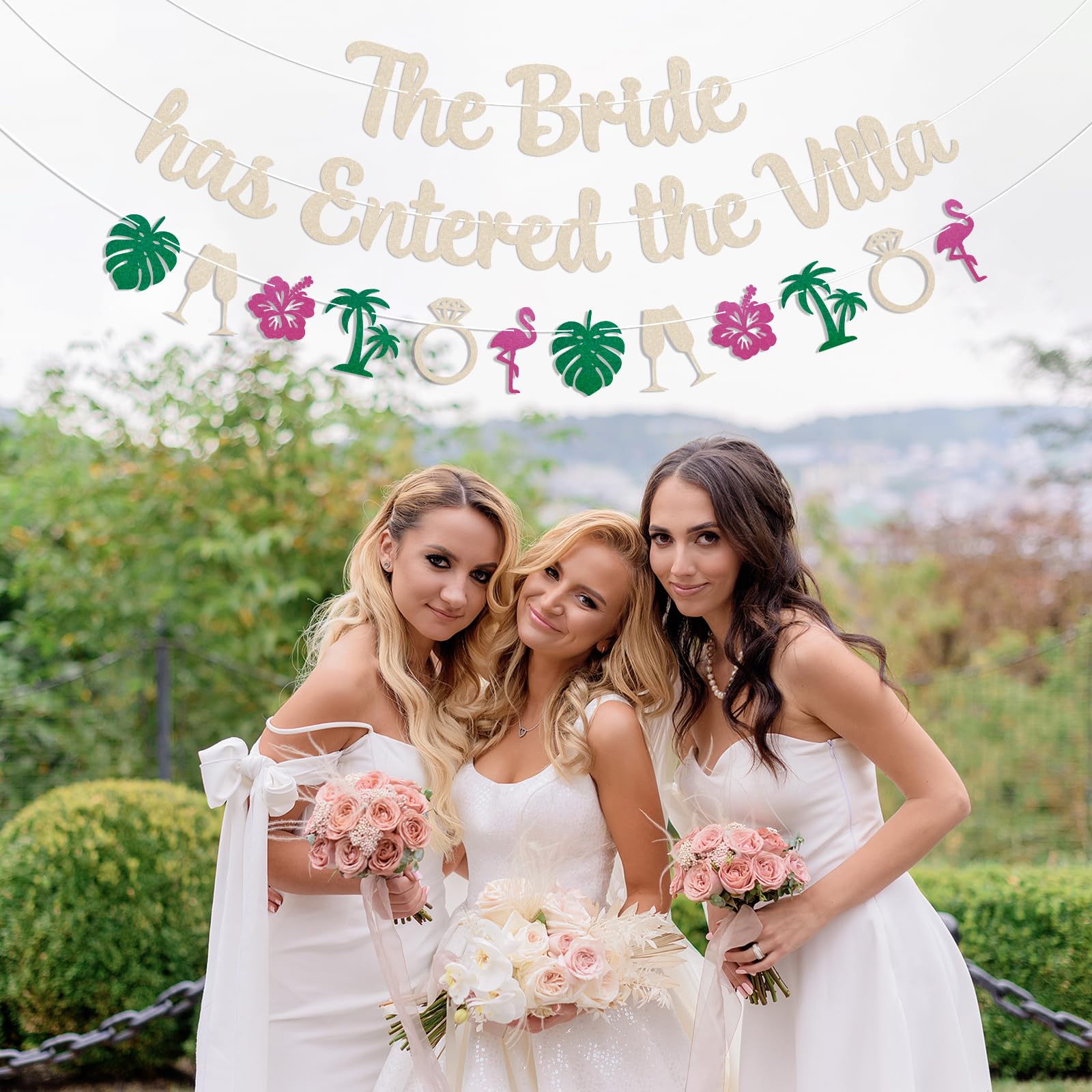 JeVenis „A Hot New Bride Has Entered The Villa“-Partydeko – Banner, Ballons & Palmenballon Für Love Island Bachelorette-Party