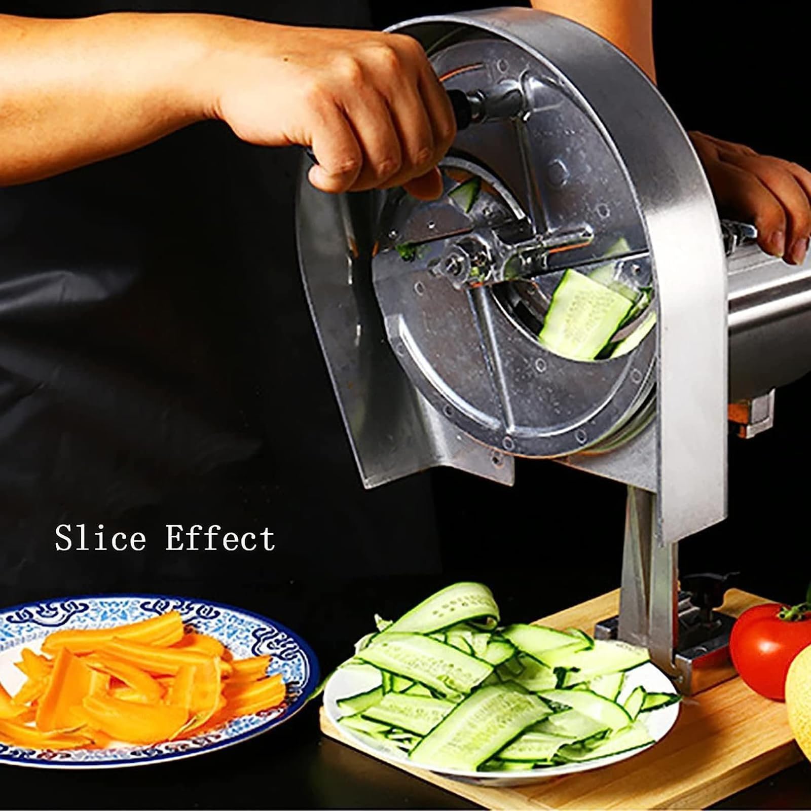 Cortador de verduras, acero inoxidable, grosor ajustable de 1 a 18 mm, con tabla de cortar para patatas, limones, tomates
