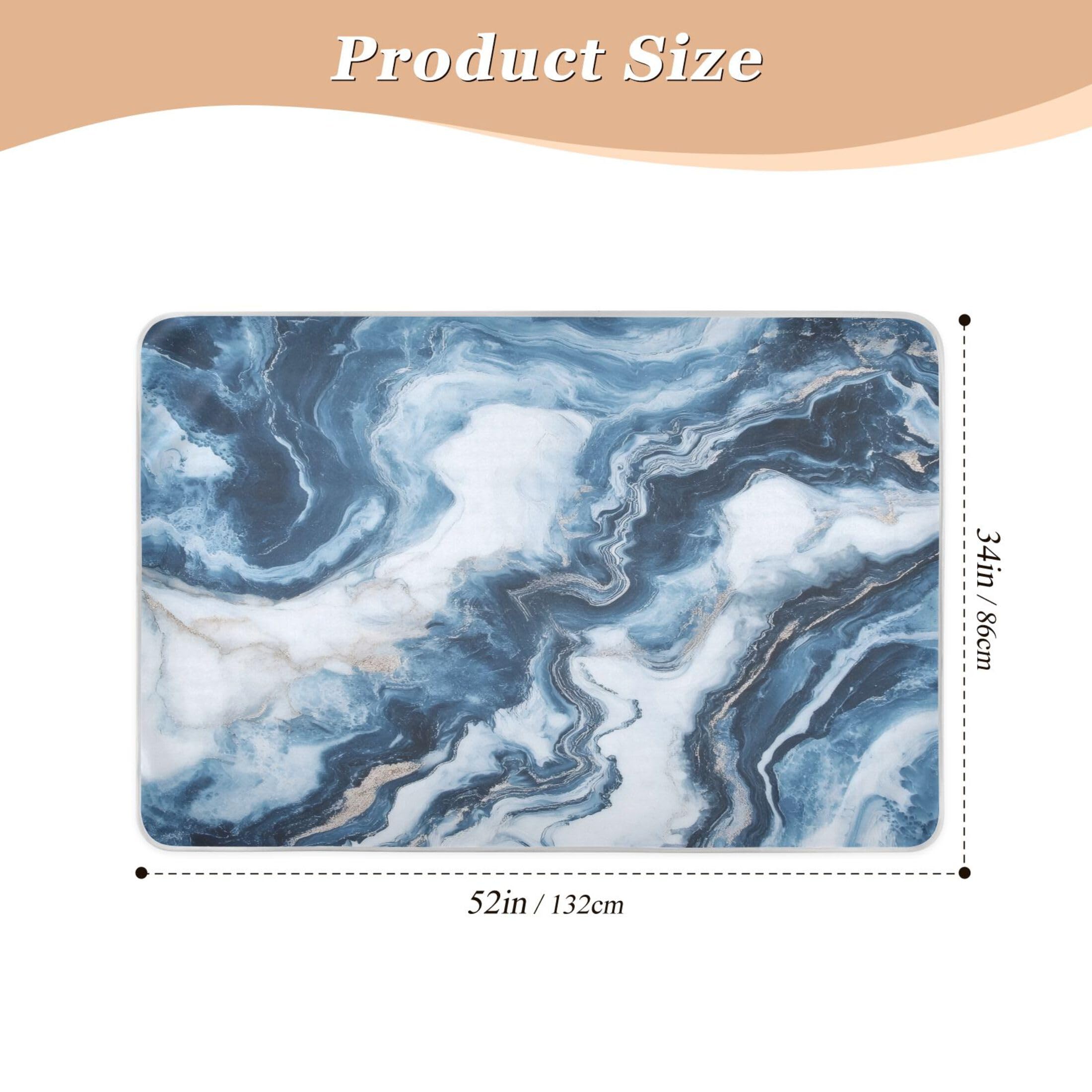 Takiito Blue White Marble Bed Pad Reusable Bed Underpad Washable Waterproof Leak-Proof Quick Dry Incontinence Pee Pad for Toddlers Kids Adults Pets 34x52 in