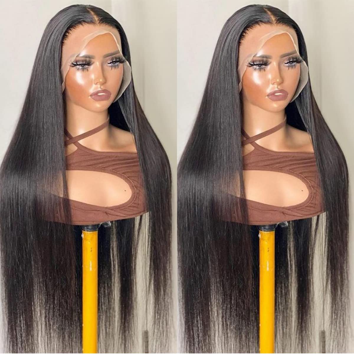 HD Transparent 13x6 Straight Lace Front Wigs Human Hair 180% Density Straight Frontal Wigs for Black Women Baby Hair Bleached Knots