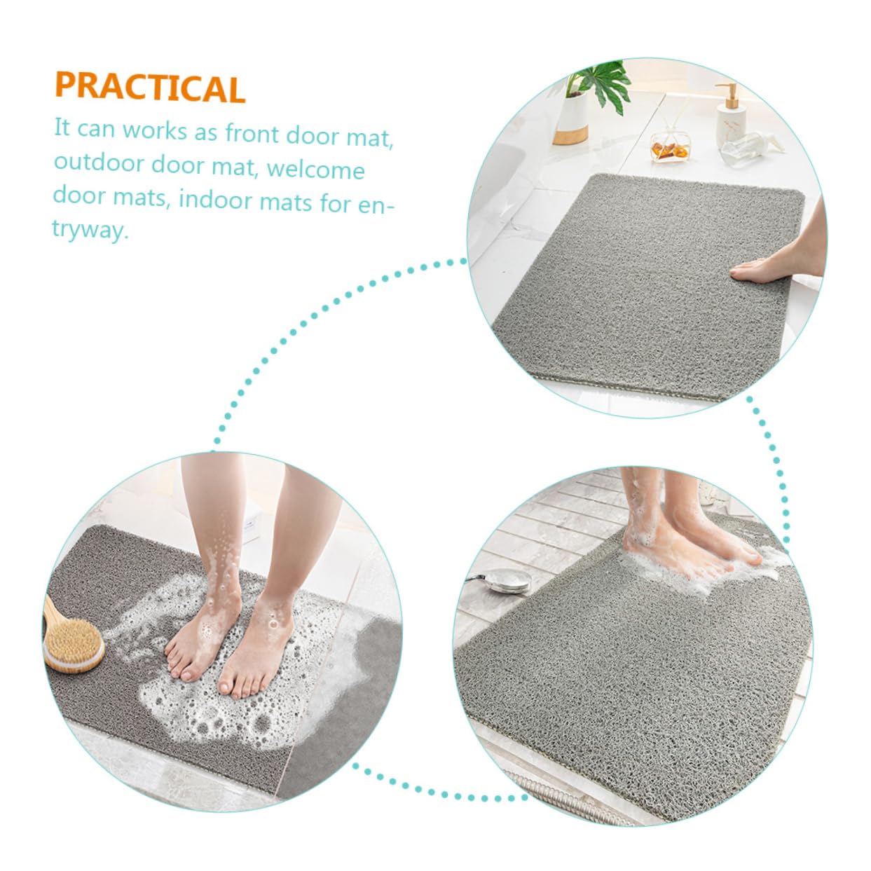 Alfombra de Baño Antideslizante de PVC para Interiores