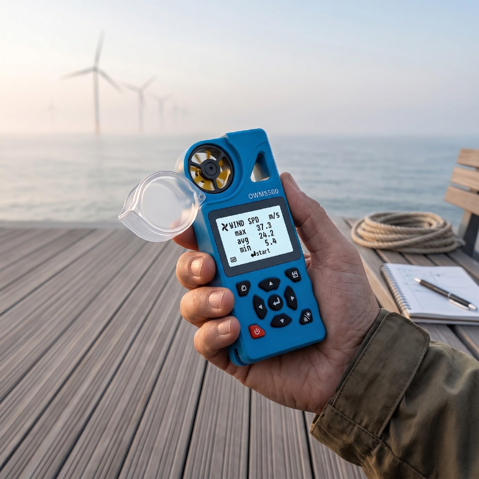 Irfora Anemometro Digitale con Molteplici Funzioni per la Vela e il Surf per Uso Esterno (OWM5500)