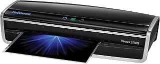 Fellowes Laminator Venus 2 125, Rapid 30-60 Second Warm-up Laminating Machine, with Laminating Pouches Kit (5734801), Black, Silver, 5.1" x 21.3" x 8.2"