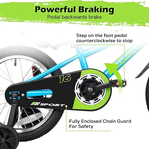 Miniatura 3 de WEIZE Bicicletas para niños, bicicleta de 16 pulgadas para niños, bicicleta estilo BMX para niños y niñas de 4 a 12 años, bicicleta para niños