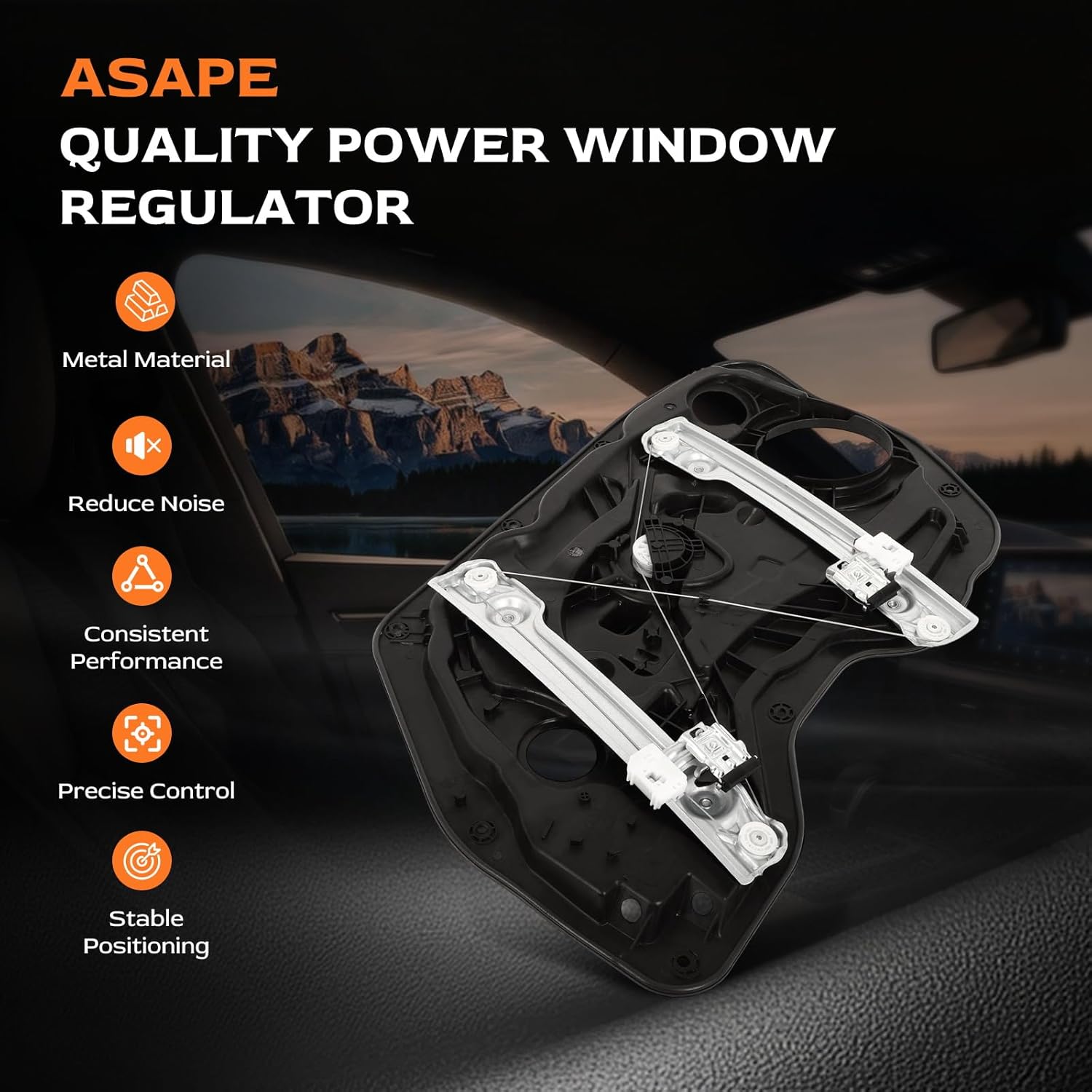 ASAPE Front Left Driver Side Power Window Regulator Assembly with Motor 2-Pin 82471-3Y010, 824713Y010, Fit 2011-2016 for Hyundai Elantra Sedan Only