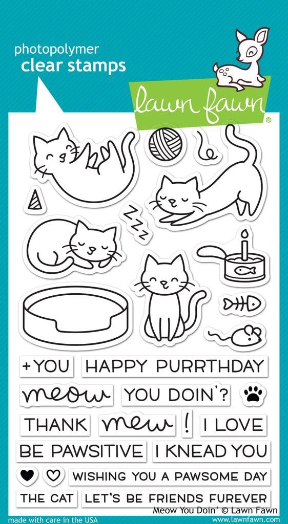 Lawn Fawn Meow You Doin' Stamp and Die Set - Two item Bundle