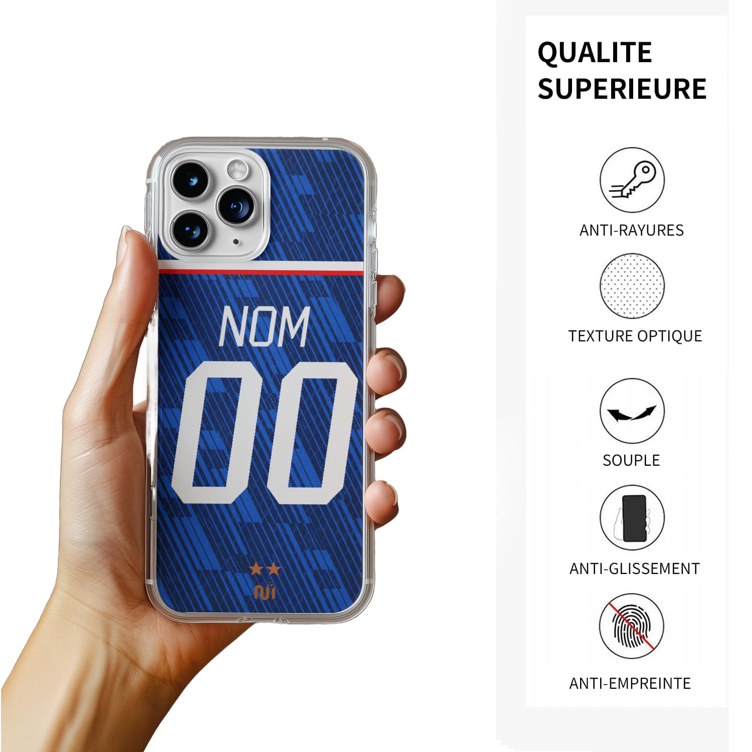 Coque Sport Personnalisable CS – Maillot Football 2024-2025, Nom + Numéro, Pour IPhone 13 Pro