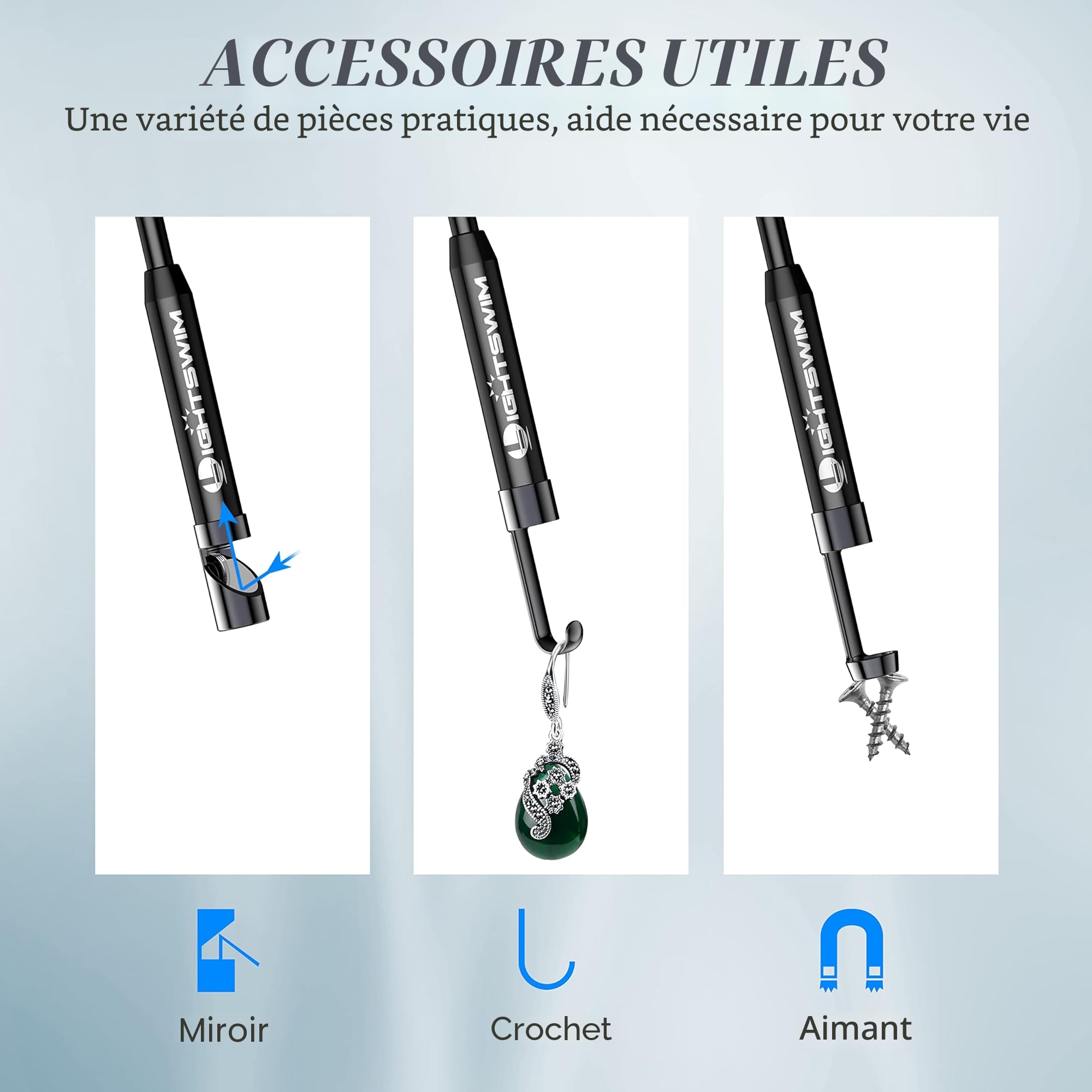 Lightswim Caméra d'inspection Serpent endoscopique à Double Objectif 1920P, caméra endoscopique de Type C avec 8 lumières LED pour Smartphone Android et iOS, iPhone, iPad, Samsung (16,5 Pieds/5 m)