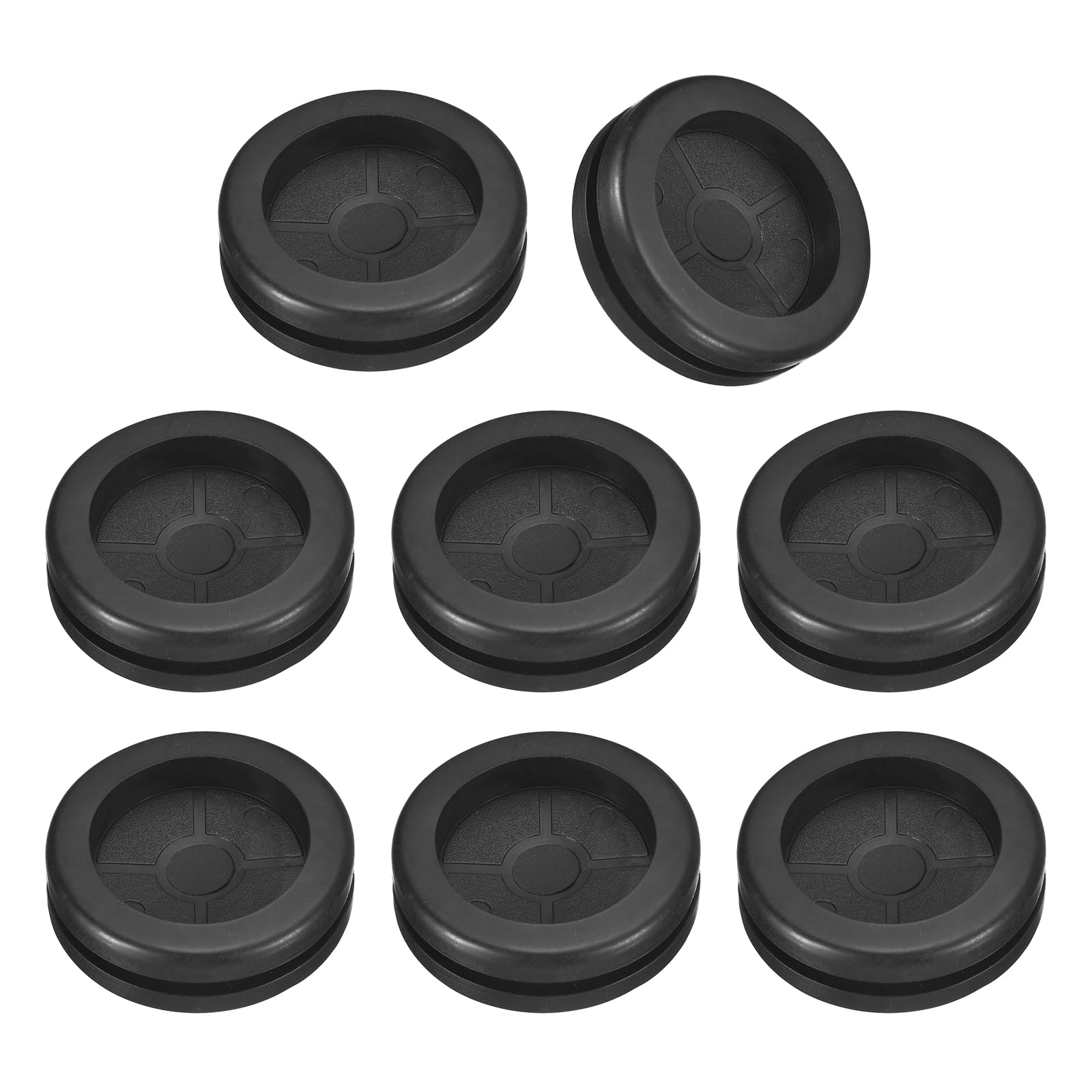 sourcing map 8Pcs Rubber Grommets 1-7/8" (47mm) Drill Hole, 1-2/4" (36mm) ID Double Sided Hole Plugs Ring Gasket for Firewall Cable Wire Protecting, Black