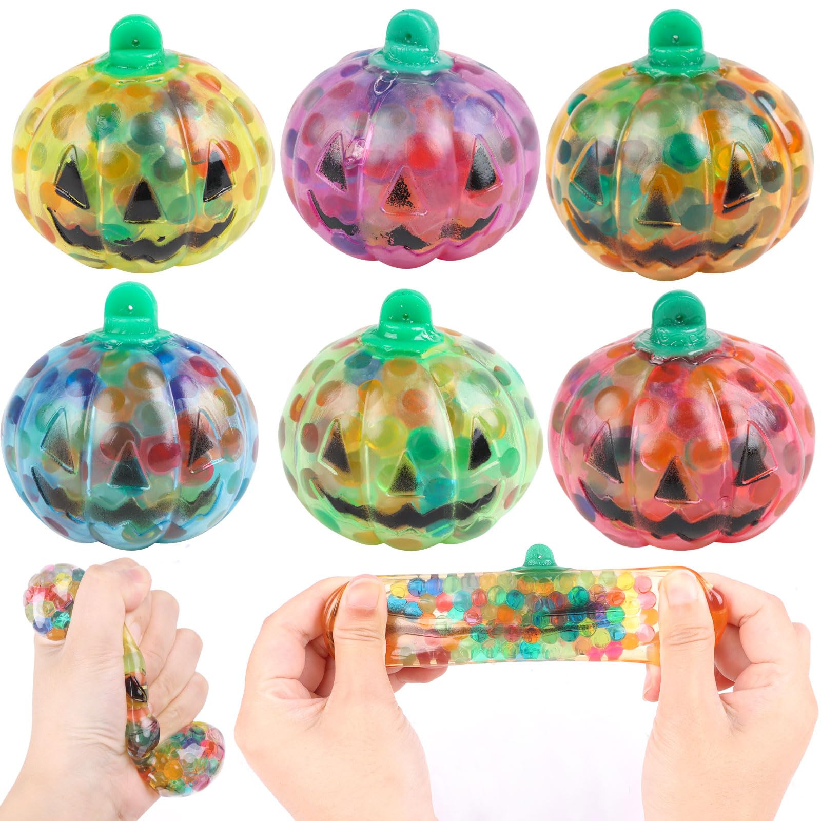 JUNIOO 6 Pack Halloween Squeeze Toy, Halloween Stress Balls Pumpkin Toys Fidget Toys for Kids Adults Party Favors