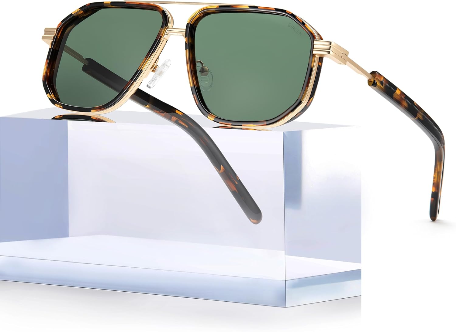 BIRCEN Men's Polarized Aviator Sunglasses: Acetate Luxury Trendy Sun Glasses Anti-Glare UV Protection for Driving & Travel