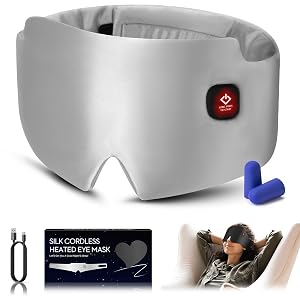 Silk Heated Eye Mask 2000mAh Large Size Cordless Sleep Mask Warm Eye Compresses Electric Eye Heating Pad for