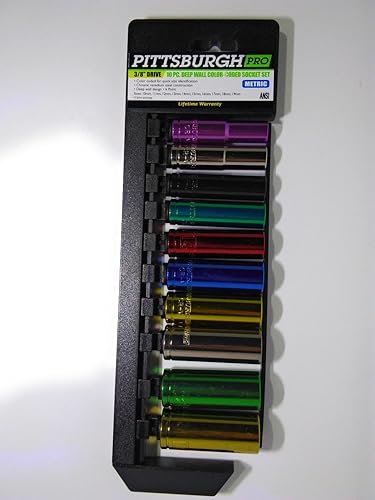 Miniatura 3 de SAE/METRIC - Juego de llaves de vaso codificadas por color de pared profunda con trinquete compuesto (3/8 ")