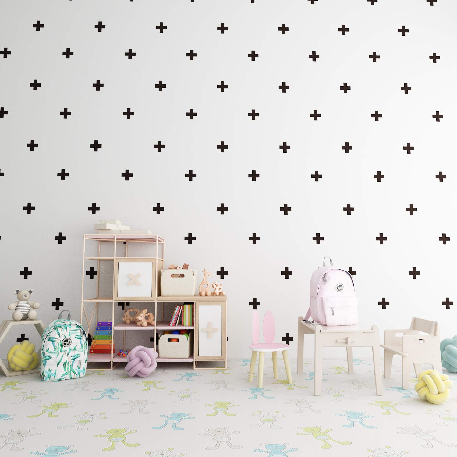 AdamsPrintShopUK Matte Black Cross Wall Stickers – 21 Pack – Baby Nursery Decor - View #2