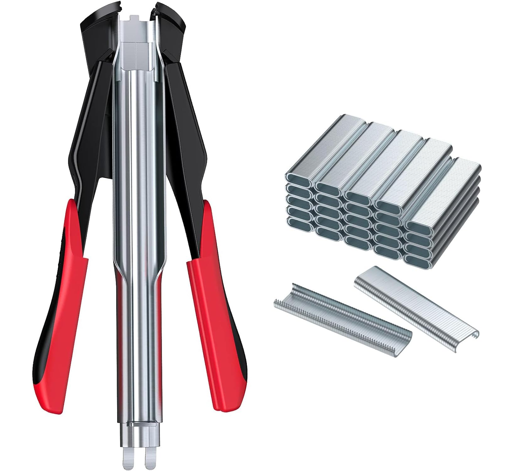 Proster Spring Loaded Hog Ring Plier with 2500pcs Galvanized Steel Hog Rings, Hog Ring Gun, Fence Fastener Staple Plier Nailer for Pigpen Birdcage Fence