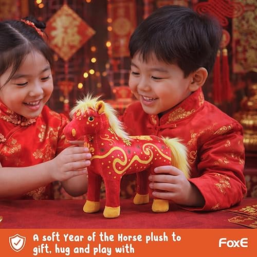 Miniatura 8 de FoxE Año del caballo Set de regalo nacido en 2026  babero, gorro y juguete de peluche  Unisex, 100% algodón, 0-24 meses  Regalos de Año Nuevo Chino