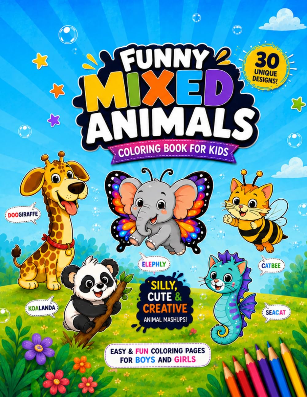 Funny Mixed Animals: Coloring Book for Kids Ages 4–8: 30 Silly and Creative Animal Mashups for Boys and Girls (Funny Mixed Animals — Book 1)