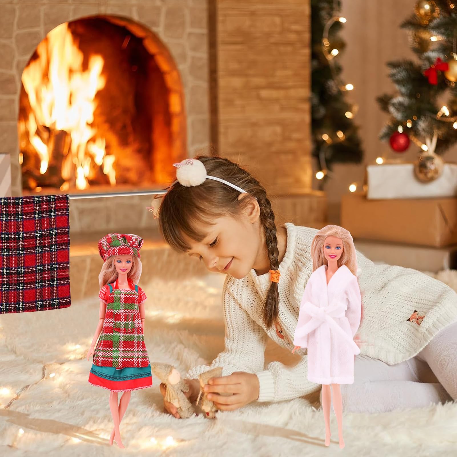 Set De Accesorios Para Muñeco Elfo De Navidad - Saco De Dormir, Albornoz, Delantal Y Gorro De Chef