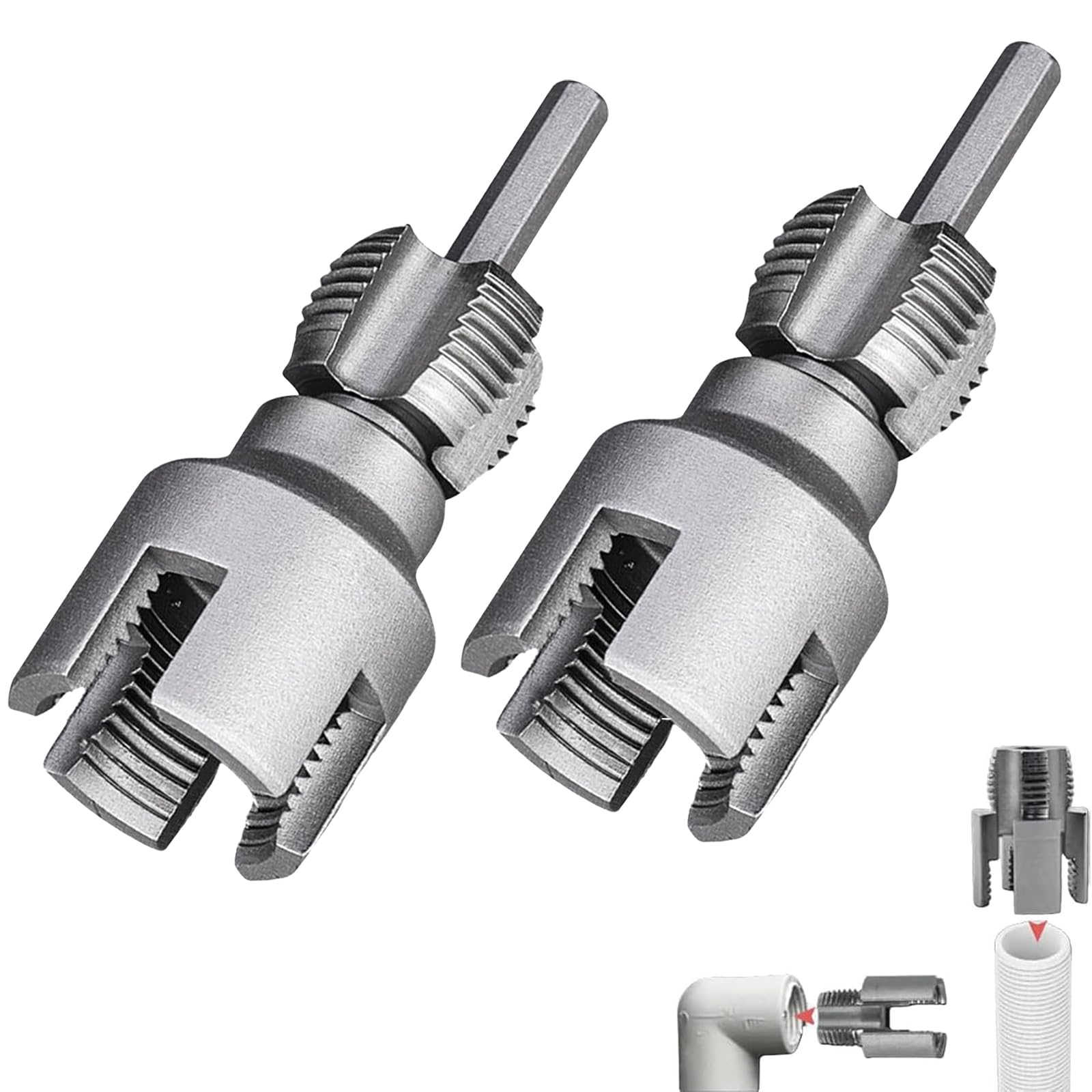 Integrated Internal & External Pipe Threading Tool, Dual-Function Pipe Thread Cutting Tool, PVC Pipe Threader, Pipe Threading Tool, 1/2'' 3/4'' Dies