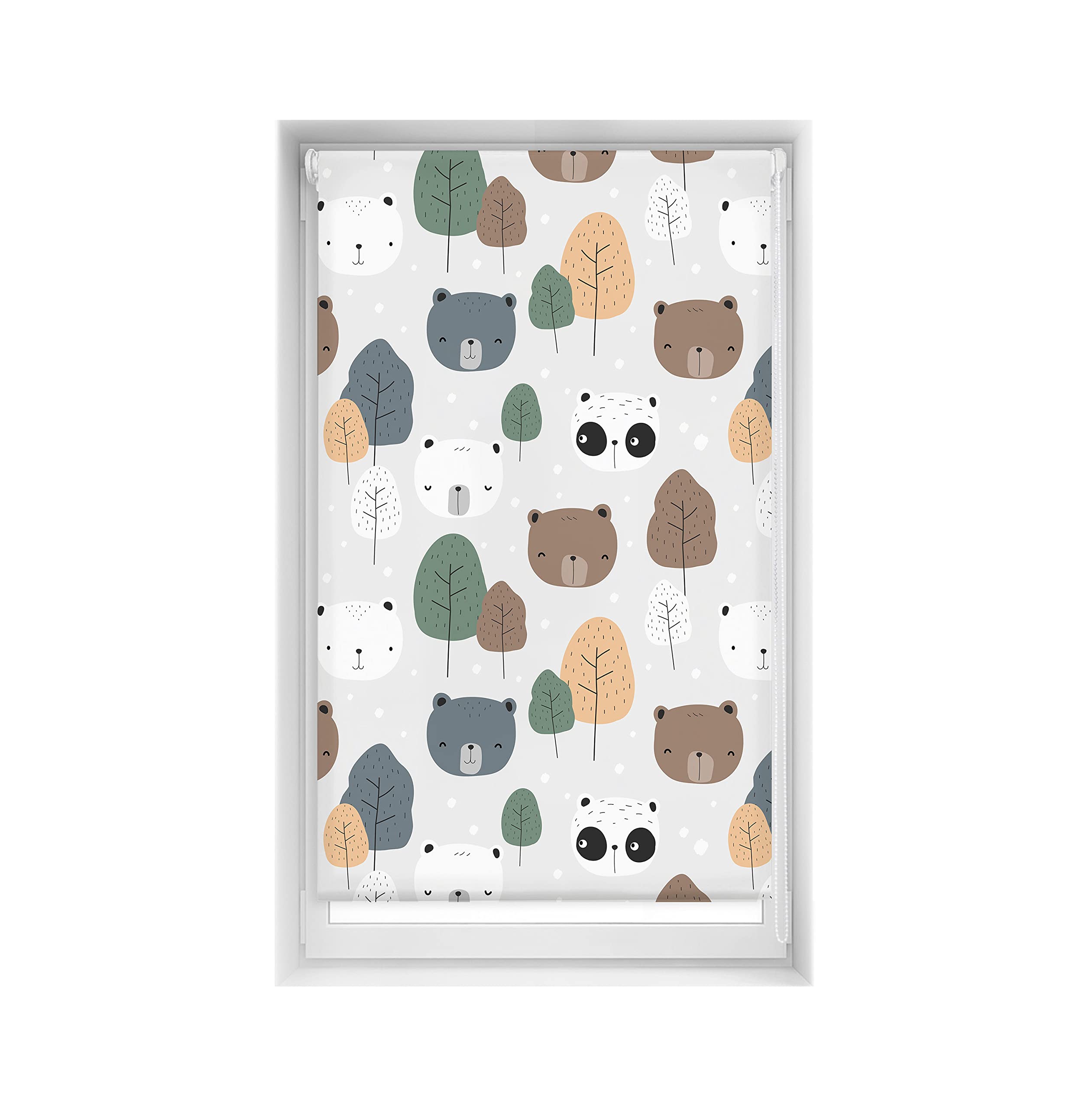 Blindecor Easy Venetian Blind, No Drilling Required, Printed, Translucent, Digital Print, Bear, 90 x 150 cm (width x height), Fabric Dimensions 87 x 145 cm