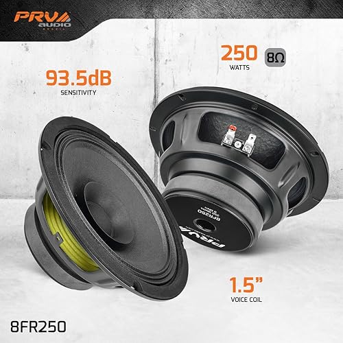 Miniatura 2 de PRV AUDIO 8FR250 Altavoz de rango completo de 8 pulgadas, 8 ohmios, 250 vatios de potencia de programa continuo, 125 vatios de potencia RMS, 93.5