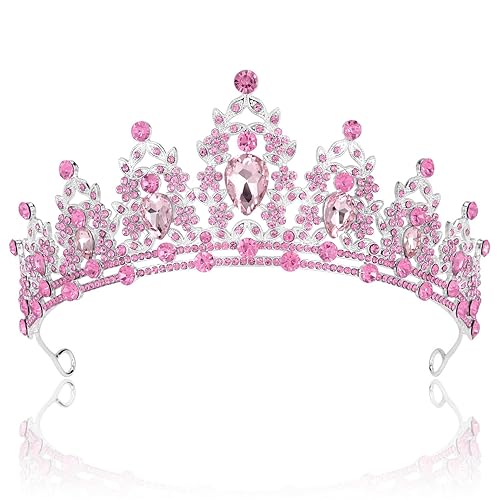 Vista 37 de SuPoo Tiaras para mujer, corona roja, corona de cumpleaños, diadema de cristal, gemas rojas, diamantes de imitación, accesorios para el cabello