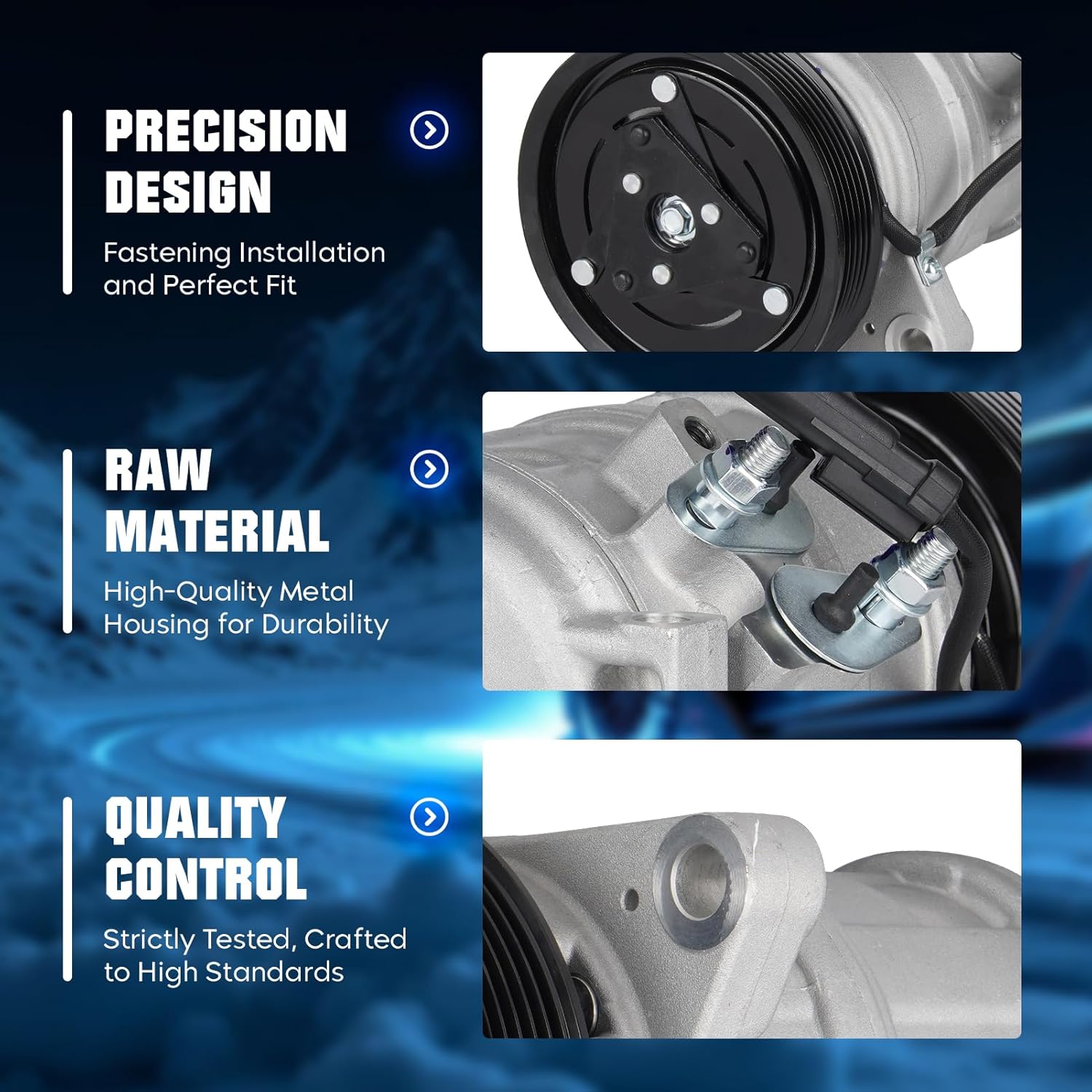 Air Conditioner AC Compressor with Clutch for Dodge Caravan/Grand Caravan 2001-2007 3.3L 3.8L,for Chrysler Town & Country 2001-2007 3.3L 3.8L,for Plymouth Voyager/Grand Voyager 2000 3.3L