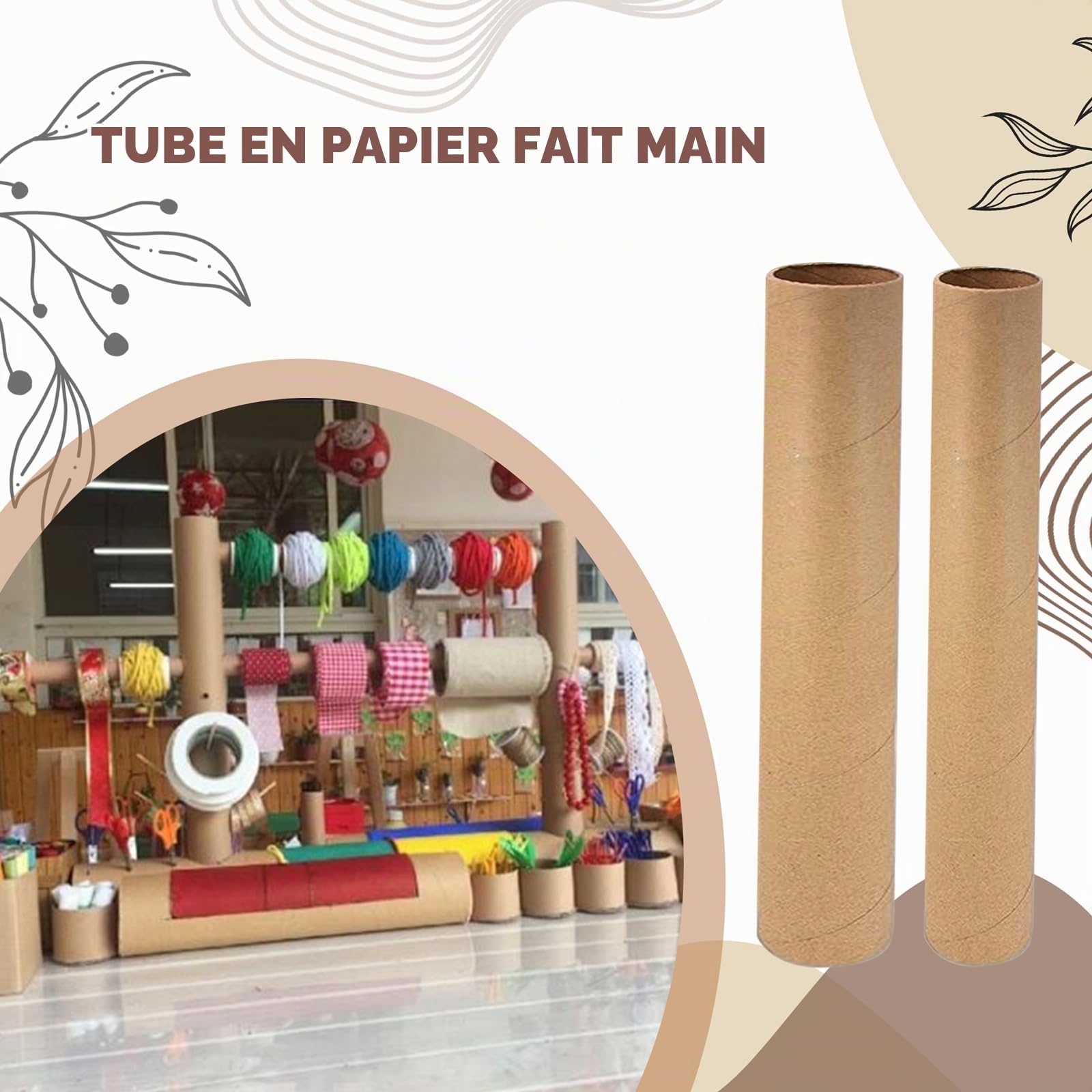 30 Pièces Tube en Carton Papier Kraft 30x4cm et 30x3cm Rouleau en Carton pour Enfants, Bricolage, Projets Créatifs Faits à La Main