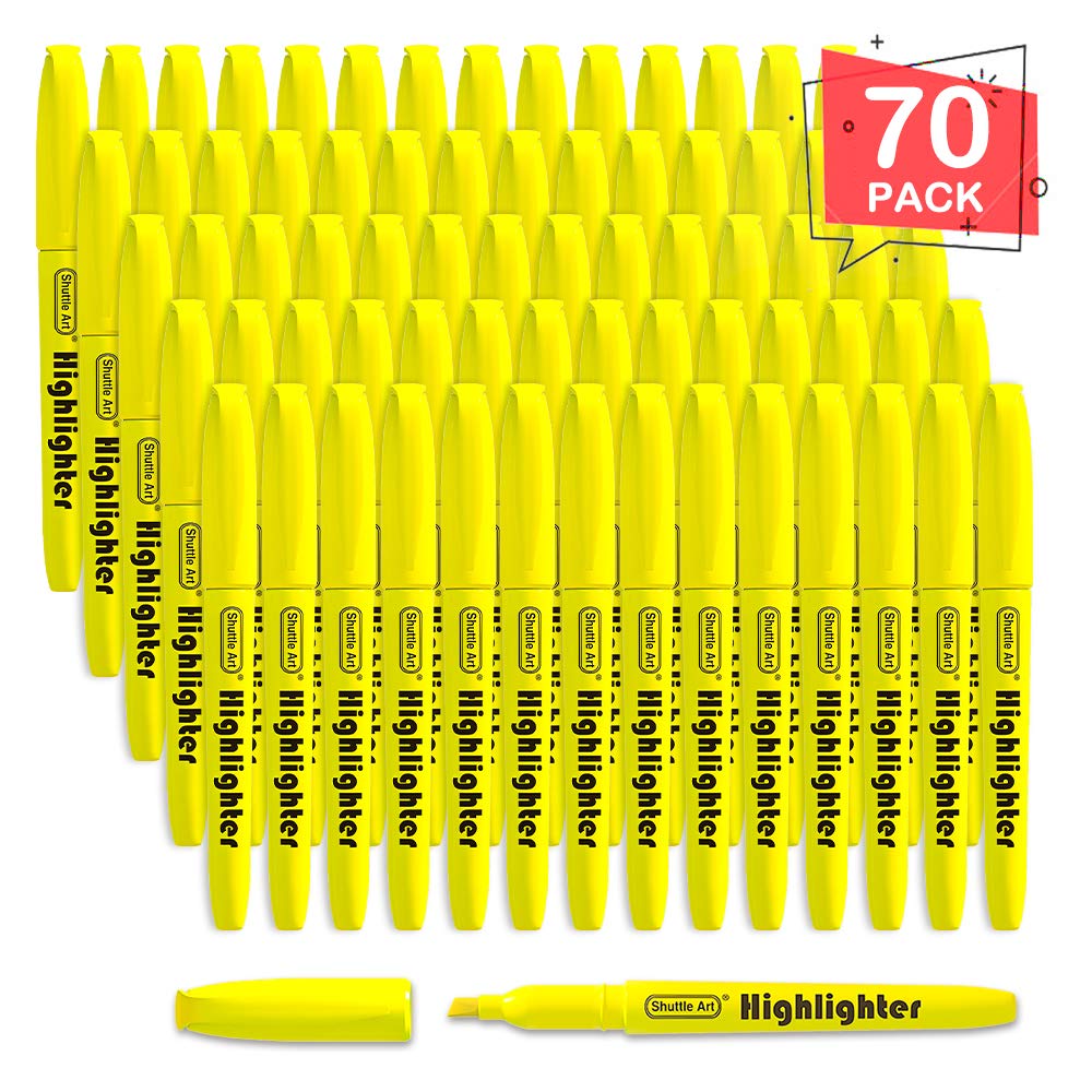Shuttle Art 70 Pack Highlighters, Yellow Highlighters with Versatile Chisel Tip - Image 2