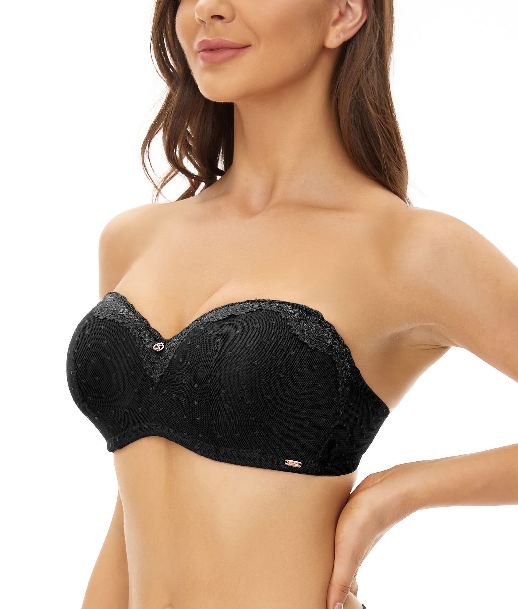 SHEKINI Sujetador Básico de 2 Piezas para Mujer Ropa Interior de Encaje con Anillo de Acero Sujetador sin Relleno Bralette Hebilla Trasera Correa de Hombro Ajustable Bra