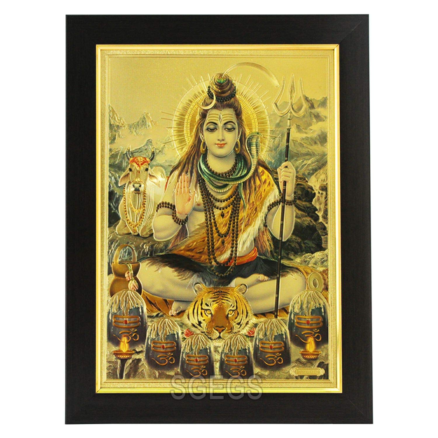 SHREE GANESH ENTERPRISE GIFTING SOLUTIONS Gold Plated Photo Frame of God (26x1x35 cm)