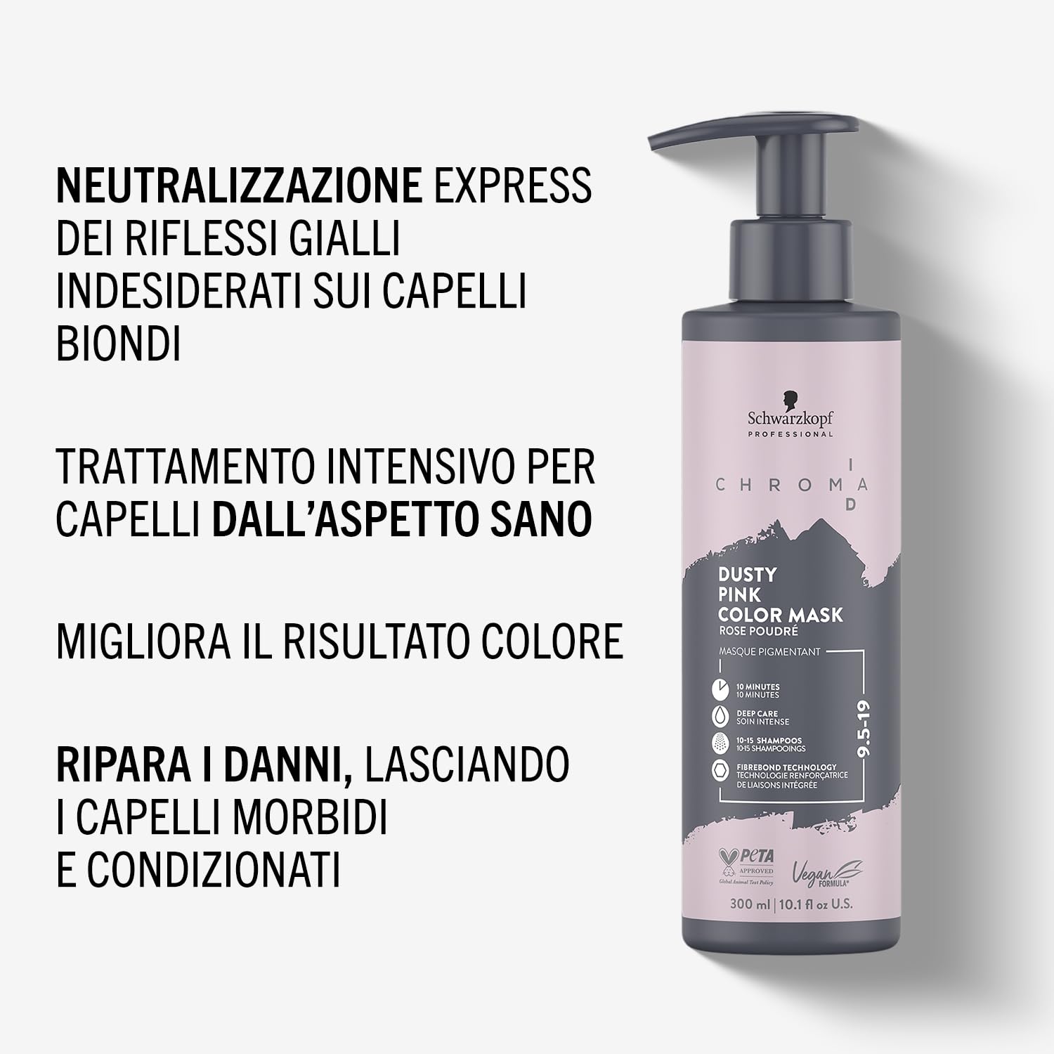 Schwarzkopf Professional CHROMA ID Bonding Color Mask - Maschera Colorata Capelli Semipermanente - 9,5-19 Dusty Pink - 300 ml