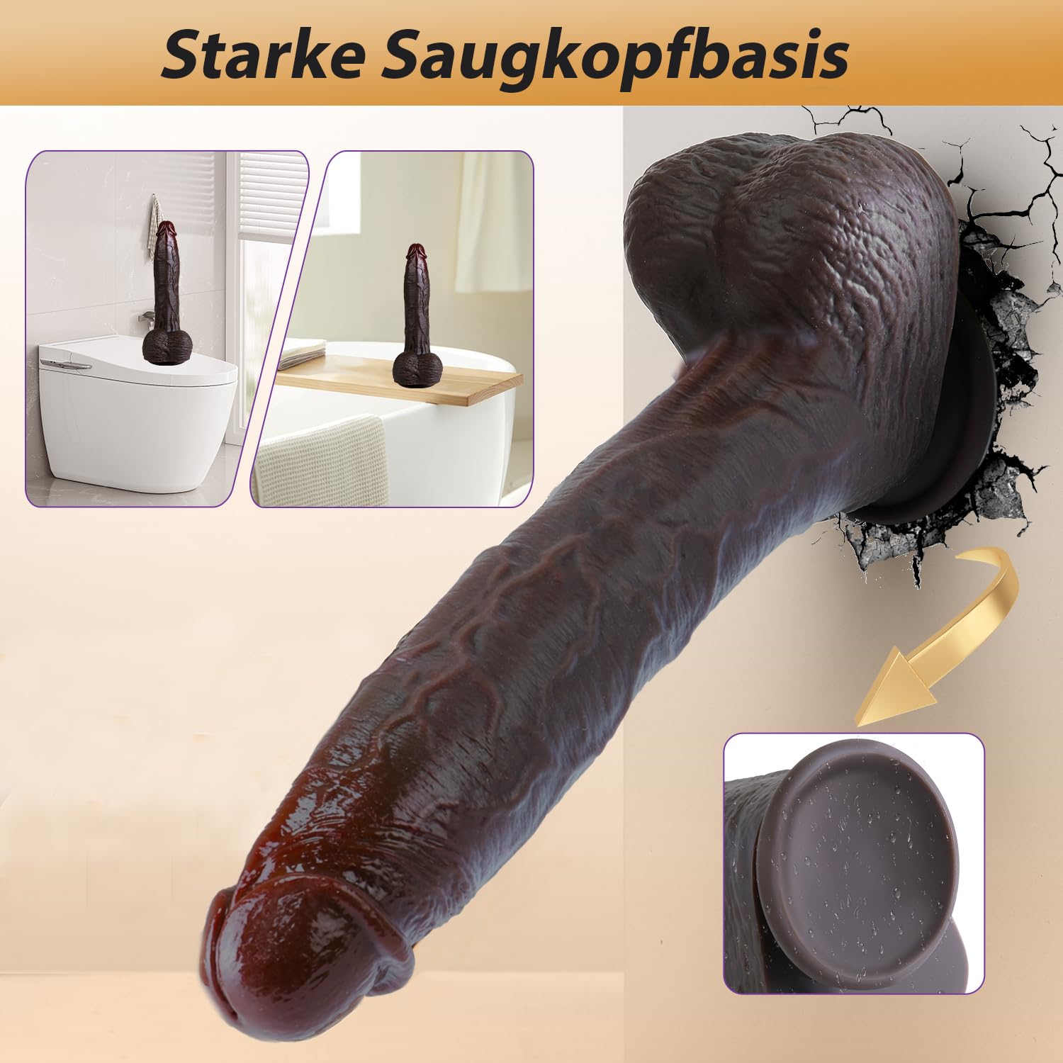 Feelip 29 cm Dildo Realistico Sex Toys per Donna, Dildo Nero Pene Finto per Donne con Doppio Silicone Liquido e Forte Ventosa Sexytoysys Uomo Donna Anale XXL Plug Analesex per Coppie Uomo Sex Toy