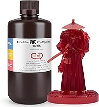 ELEGOO 405nm ABS-Like Resin 3.0, UV-Härtendes 3D Resin mit Hohe Präzision, Nicht Spröde,Verbesserte Festigkeit und Zähigkeit für LCD/DLP 3D Drucker Photopolymer Harz Klarrot 1000g