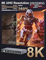 Comutator HDMI 4 în 1 Rytaki din aluminiu, 8K 60 Hz, 4K 240 Hz, HDMI 2.1, HDR, HDCP 2.3, CEC, telecomandă, pentru TV, PS5, PS4, Xbox, Nintendo Switch, PC 3