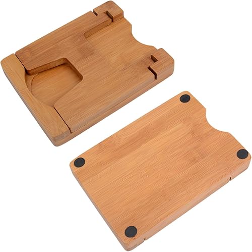 Miniatura 6 de Soporte para tapas de ollas, soporte de tapas de sartén de bambú, estante de tapa plegable, soporte para utensilios de cocina, tapa de madera,