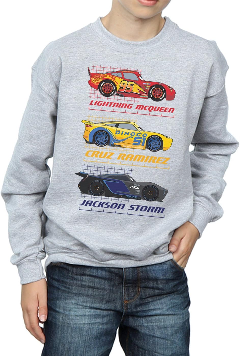 Disney Boys Cars Racer Profile Sweatshirt 7-8 Years Sport Grey