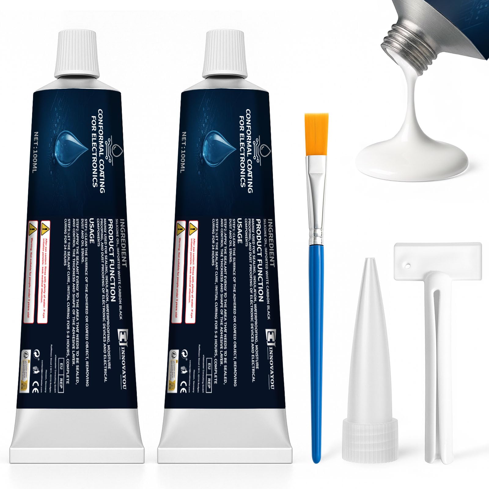 1DFAUL 200ml White Conformal Coating for Electronics, Silicone Conformal Coating Insulating Sealant, Waterproof, Dust& Moisture Resistant, for Reliable Electronic Components Protection
