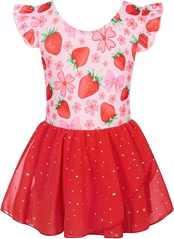 Funnycokid Ballet Leotards for Girls Dress Outfit Toddler Ballerina Dance Tutu with Sequined Chiffon Skirt 2-7 Years
