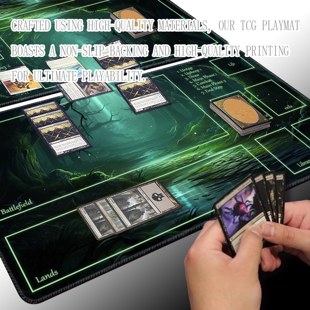 MTG - Tapete de juego con tamaño de zona de 61 x 35.6 cm, bolsas de almacenamiento gratuitas, parte trasera antideslizante, ideal para entusiastas de juegos de cartas Magic TCG (misterio)
