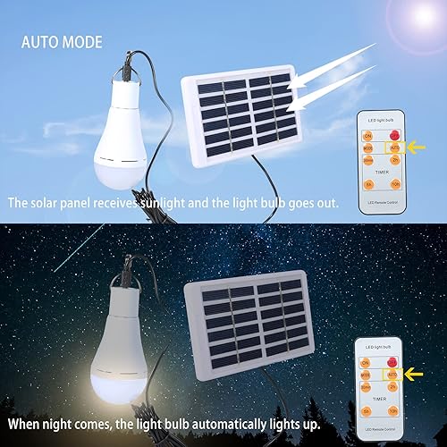 Miniatura 4 de Bombillas solares recargables con temporizador remoto, 4 modos de iluminación solar para interiores y exteriores, gallinero, huracán, iluminación de